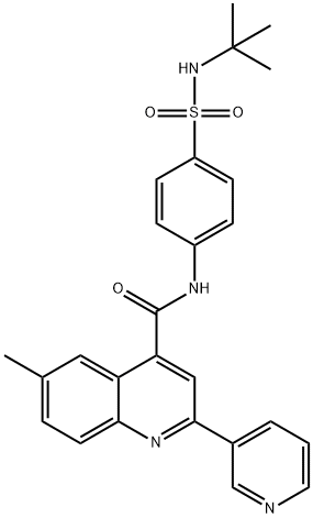 N-[4-(tert-butylsulfamoyl)phenyl]-6-methyl-2-pyridin-3-ylquinoline-4-carboxamide Struktur