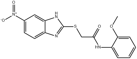 N-(2-methoxyphenyl)-2-[(6-nitro-1H-benzimidazol-2-yl)sulfanyl]acetamide Struktur