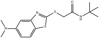 N-tert-butyl-2-[[5-(dimethylamino)-1,3-benzothiazol-2-yl]sulfanyl]acetamide Struktur