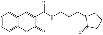 2-oxo-N-[3-(2-oxopyrrolidin-1-yl)propyl]chromene-3-carboxamide Struktur