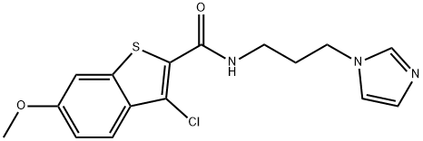 3-chloro-N-(3-imidazol-1-ylpropyl)-6-methoxy-1-benzothiophene-2-carboxamide Struktur