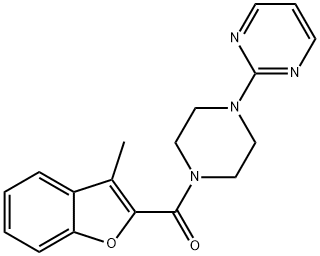 (3-methyl-1-benzofuran-2-yl)-(4-pyrimidin-2-ylpiperazin-1-yl)methanone Struktur