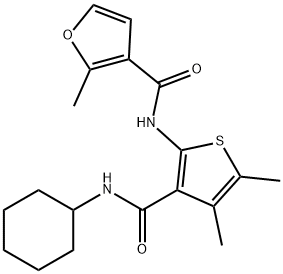 N-[3-(cyclohexylcarbamoyl)-4,5-dimethylthiophen-2-yl]-2-methylfuran-3-carboxamide Struktur