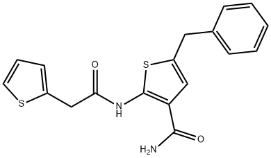 5-benzyl-2-[(2-thiophen-2-ylacetyl)amino]thiophene-3-carboxamide Struktur