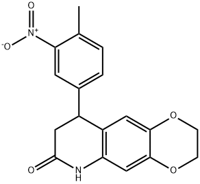 9-(4-methyl-3-nitrophenyl)-3,6,8,9-tetrahydro-2H-[1,4]dioxino[2,3-g]quinolin-7-one Struktur