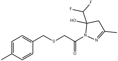 1-[5-(difluoromethyl)-5-hydroxy-3-methyl-4H-pyrazol-1-yl]-2-[(4-methylphenyl)methylsulfanyl]ethanone Struktur