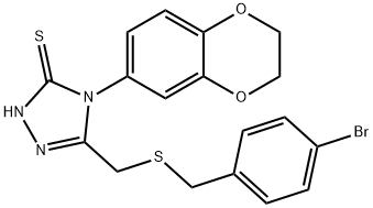 3-[(4-bromophenyl)methylsulfanylmethyl]-4-(2,3-dihydro-1,4-benzodioxin-6-yl)-1H-1,2,4-triazole-5-thione Struktur