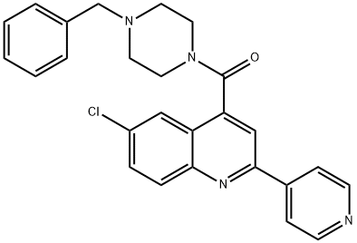 (4-benzylpiperazin-1-yl)-(6-chloro-2-pyridin-4-ylquinolin-4-yl)methanone Struktur