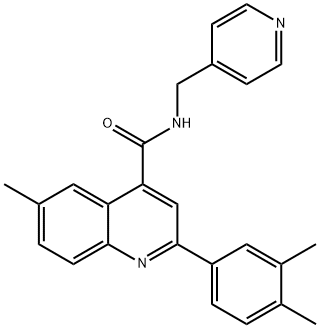 2-(3,4-dimethylphenyl)-6-methyl-N-(pyridin-4-ylmethyl)quinoline-4-carboxamide Struktur