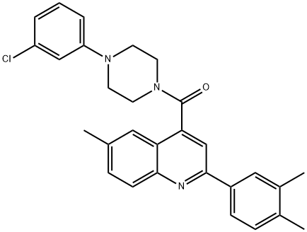 [4-(3-chlorophenyl)piperazin-1-yl]-[2-(3,4-dimethylphenyl)-6-methylquinolin-4-yl]methanone Struktur