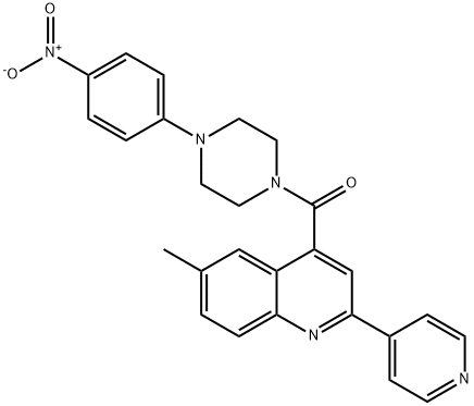 (6-methyl-2-pyridin-4-ylquinolin-4-yl)-[4-(4-nitrophenyl)piperazin-1-yl]methanone Struktur