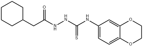 1-[(2-cyclohexylacetyl)amino]-3-(2,3-dihydro-1,4-benzodioxin-6-yl)thiourea Struktur