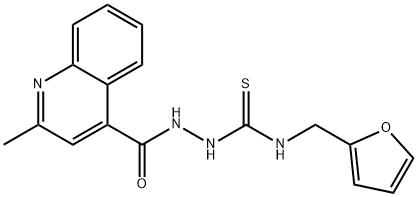 1-(furan-2-ylmethyl)-3-[(2-methylquinoline-4-carbonyl)amino]thiourea Struktur