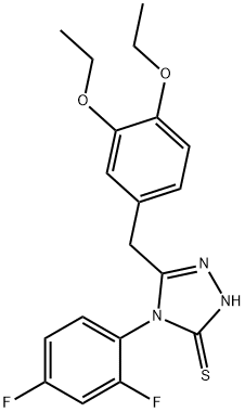 3-[(3,4-diethoxyphenyl)methyl]-4-(2,4-difluorophenyl)-1H-1,2,4-triazole-5-thione Struktur