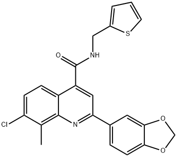 2-(1,3-benzodioxol-5-yl)-7-chloro-8-methyl-N-(thiophen-2-ylmethyl)quinoline-4-carboxamide Struktur