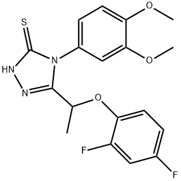 3-[1-(2,4-difluorophenoxy)ethyl]-4-(3,4-dimethoxyphenyl)-1H-1,2,4-triazole-5-thione Struktur