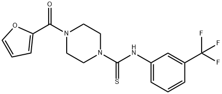 4-(furan-2-carbonyl)-N-[3-(trifluoromethyl)phenyl]piperazine-1-carbothioamide Struktur