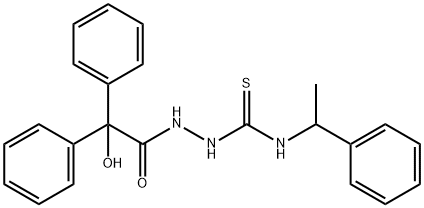 1-[(2-hydroxy-2,2-diphenylacetyl)amino]-3-(1-phenylethyl)thiourea Struktur