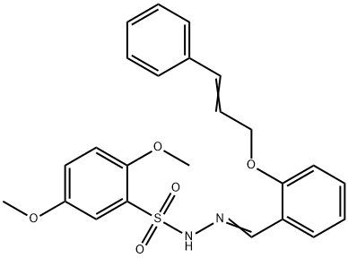 2,5-dimethoxy-N-[(E)-[2-[(E)-3-phenylprop-2-enoxy]phenyl]methylideneamino]benzenesulfonamide Struktur