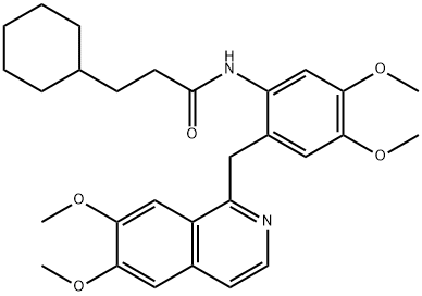 3-cyclohexyl-N-[2-[(6,7-dimethoxyisoquinolin-1-yl)methyl]-4,5-dimethoxyphenyl]propanamide Struktur