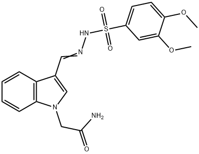 2-[3-[(E)-[(3,4-dimethoxyphenyl)sulfonylhydrazinylidene]methyl]indol-1-yl]acetamide Struktur