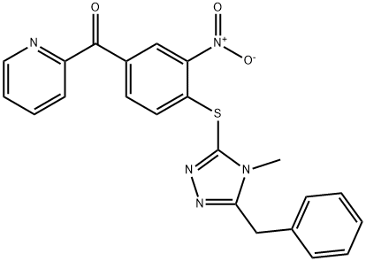 [4-[(5-benzyl-4-methyl-1,2,4-triazol-3-yl)sulfanyl]-3-nitrophenyl]-pyridin-2-ylmethanone Struktur