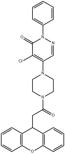 4-chloro-2-phenyl-5-[4-[2-(9H-xanthen-9-yl)acetyl]piperazin-1-yl]pyridazin-3-one Struktur