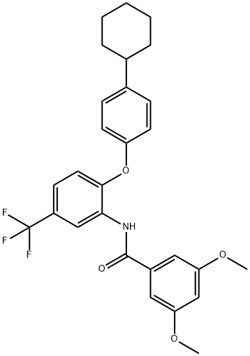 N-[2-(4-cyclohexylphenoxy)-5-(trifluoromethyl)phenyl]-3,5-dimethoxybenzamide Struktur