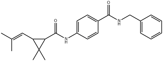 N-benzyl-4-[[2,2-dimethyl-3-(2-methylprop-1-enyl)cyclopropanecarbonyl]amino]benzamide Struktur