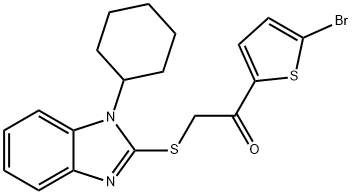 1-(5-bromothiophen-2-yl)-2-(1-cyclohexylbenzimidazol-2-yl)sulfanylethanone Struktur