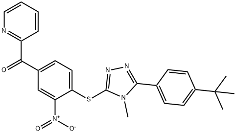 [4-[[5-(4-tert-butylphenyl)-4-methyl-1,2,4-triazol-3-yl]sulfanyl]-3-nitrophenyl]-pyridin-2-ylmethanone Struktur