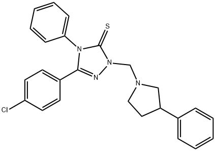 5-(4-chlorophenyl)-4-phenyl-2-[(3-phenylpyrrolidin-1-yl)methyl]-1,2,4-triazole-3-thione Struktur