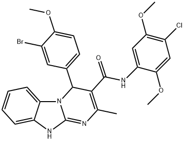 4-(3-bromo-4-methoxyphenyl)-N-(4-chloro-2,5-dimethoxyphenyl)-2-methyl-1,4-dihydropyrimido[1,2-a]benzimidazole-3-carboxamide Struktur