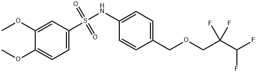 3,4-dimethoxy-N-[4-(2,2,3,3-tetrafluoropropoxymethyl)phenyl]benzenesulfonamide Struktur