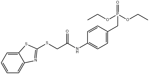 2-(1,3-benzothiazol-2-ylsulfanyl)-N-[4-(diethoxyphosphorylmethyl)phenyl]acetamide Struktur