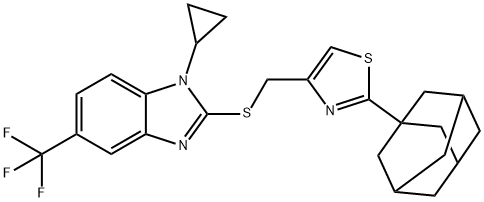 2-(1-adamantyl)-4-[[1-cyclopropyl-5-(trifluoromethyl)benzimidazol-2-yl]sulfanylmethyl]-1,3-thiazole Struktur