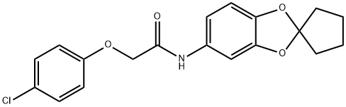 2-(4-chlorophenoxy)-N-spiro[1,3-benzodioxole-2,1'-cyclopentane]-5-ylacetamide Struktur