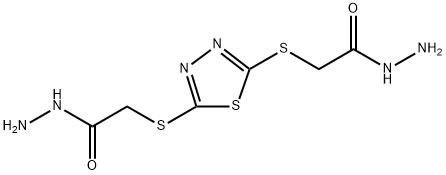 2-[[5-(2-hydrazinyl-2-oxoethyl)sulfanyl-1,3,4-thiadiazol-2-yl]sulfanyl]acetohydrazide Struktur