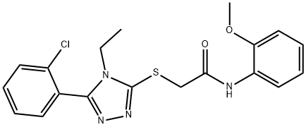 2-[[5-(2-chlorophenyl)-4-ethyl-1,2,4-triazol-3-yl]sulfanyl]-N-(2-methoxyphenyl)acetamide Struktur