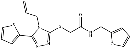 N-(furan-2-ylmethyl)-2-[(4-prop-2-enyl-5-thiophen-2-yl-1,2,4-triazol-3-yl)sulfanyl]acetamide Struktur