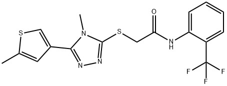 2-[[4-methyl-5-(5-methylthiophen-3-yl)-1,2,4-triazol-3-yl]sulfanyl]-N-[2-(trifluoromethyl)phenyl]acetamide Struktur