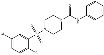 4-(2,5-dichlorophenyl)sulfonyl-N-phenylpiperazine-1-carboxamide Struktur