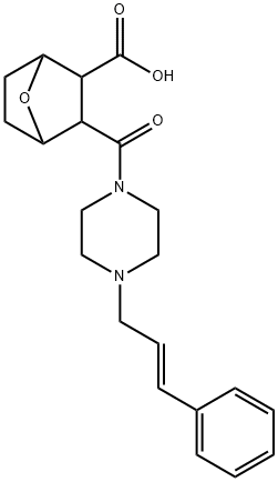 2-[4-[(E)-3-phenylprop-2-enyl]piperazine-1-carbonyl]-7-oxabicyclo[2.2.1]heptane-3-carboxylic acid Struktur