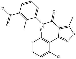 3-(2-chloro-6-fluorophenyl)-5-methyl-N-(2-methyl-3-nitrophenyl)-1,2-oxazole-4-carboxamide Struktur