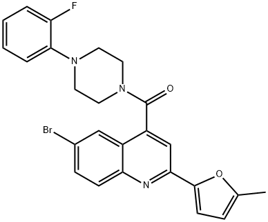 [6-bromo-2-(5-methylfuran-2-yl)quinolin-4-yl]-[4-(2-fluorophenyl)piperazin-1-yl]methanone Struktur