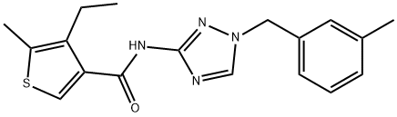 4-ethyl-5-methyl-N-[1-[(3-methylphenyl)methyl]-1,2,4-triazol-3-yl]thiophene-3-carboxamide Struktur