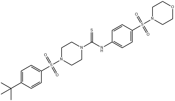 4-(4-tert-butylphenyl)sulfonyl-N-(4-morpholin-4-ylsulfonylphenyl)piperazine-1-carbothioamide Struktur