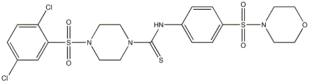 4-(2,5-dichlorophenyl)sulfonyl-N-(4-morpholin-4-ylsulfonylphenyl)piperazine-1-carbothioamide Struktur