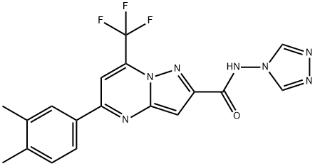 5-(3,4-dimethylphenyl)-N-(1,2,4-triazol-4-yl)-7-(trifluoromethyl)pyrazolo[1,5-a]pyrimidine-2-carboxamide Struktur