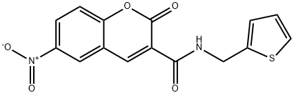 6-nitro-2-oxo-N-(thiophen-2-ylmethyl)chromene-3-carboxamide Struktur